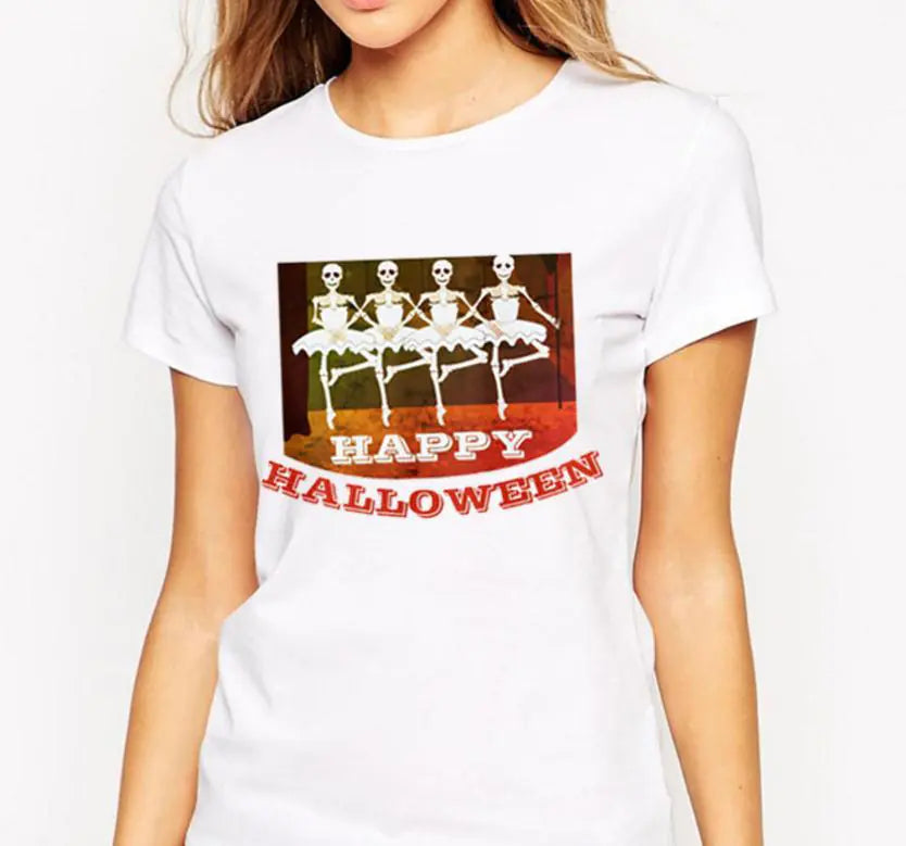 Romero's Loose Women's T-Shirt with Happy Halloween Print