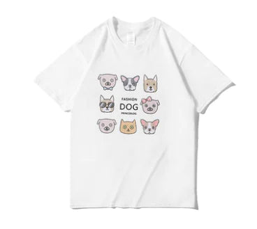 Romero's Cartoon Dog Print Short Sleeve Couple T-Shirts