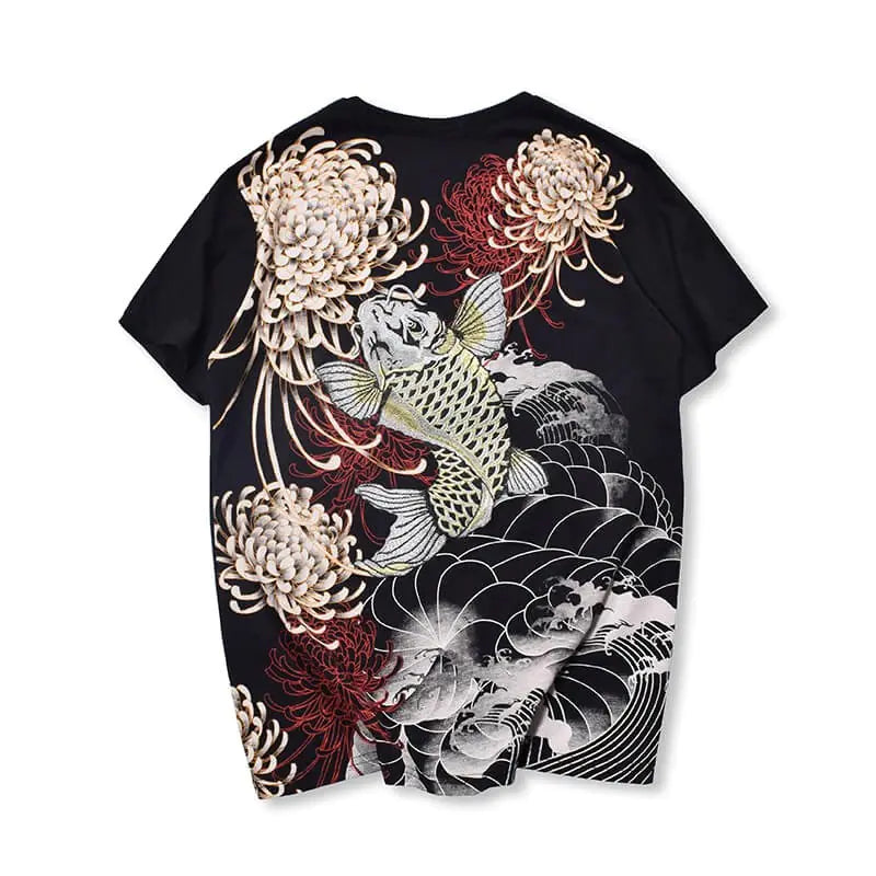 Romero's Japanese Yokosuka Embroidery Ukiyo-e T-shirt for Men