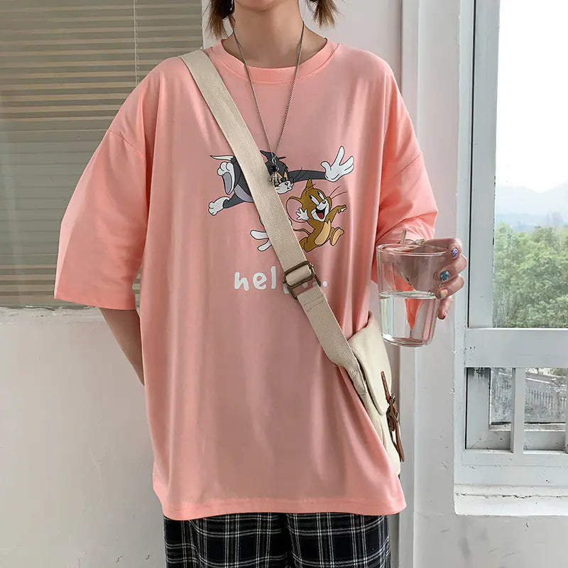 Romero's Cartoon Print Short Sleeve T-Shirt for Summer Fashion