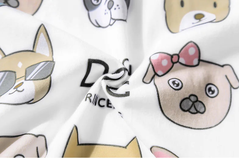 Romero's Cartoon Dog Print Short Sleeve Couple T-Shirts