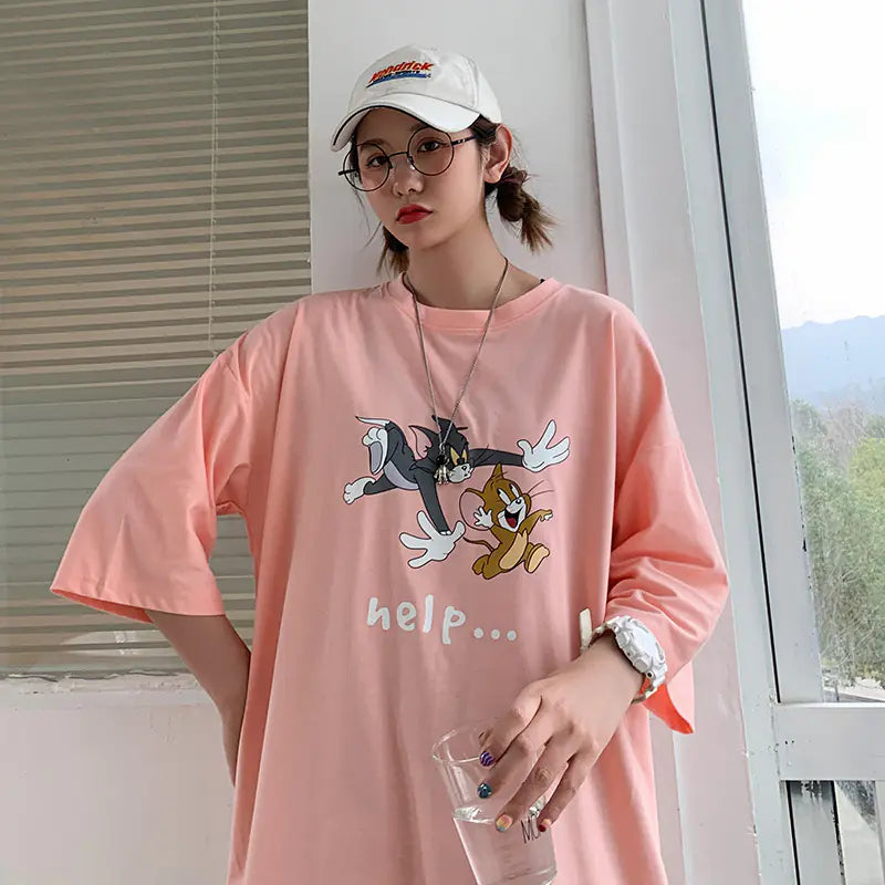 Romero's Cartoon Print Short Sleeve T-Shirt for Summer Fashion
