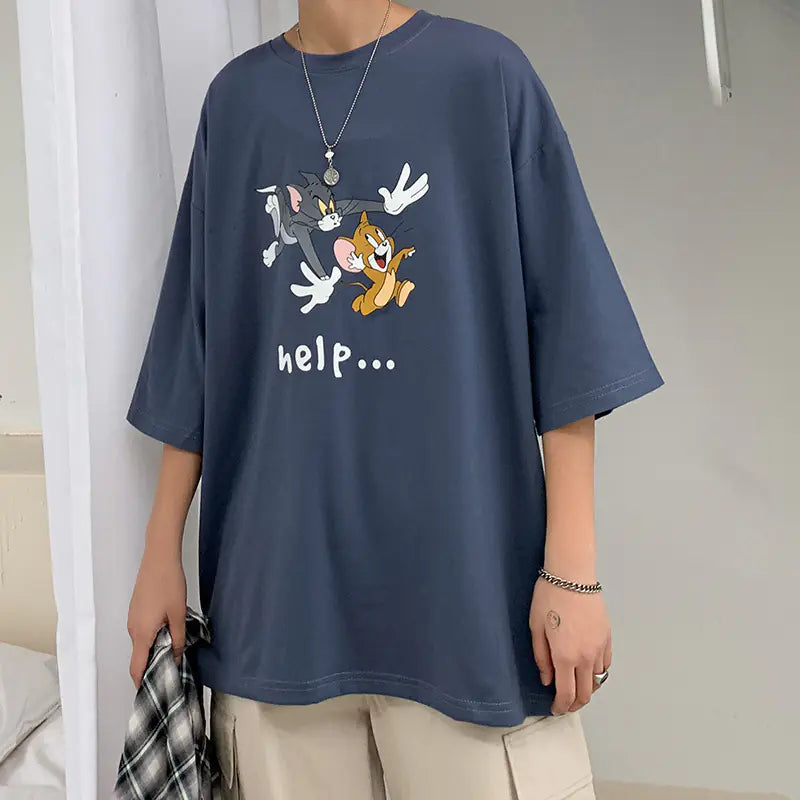 Romero's Cartoon Print Short Sleeve T-Shirt for Summer Fashion