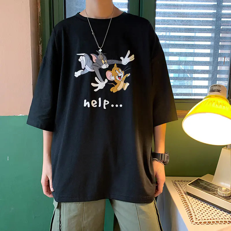 Romero's Cartoon Print Short Sleeve T-Shirt for Summer Fashion