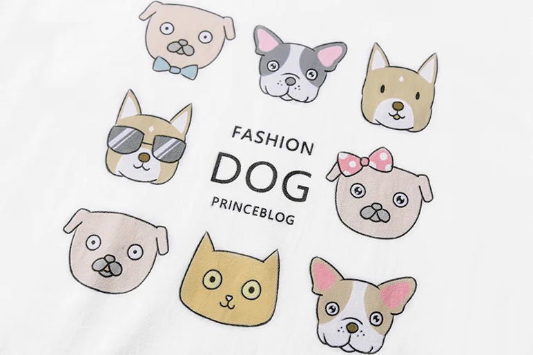 Romero's Cartoon Dog Print Short Sleeve Couple T-Shirts